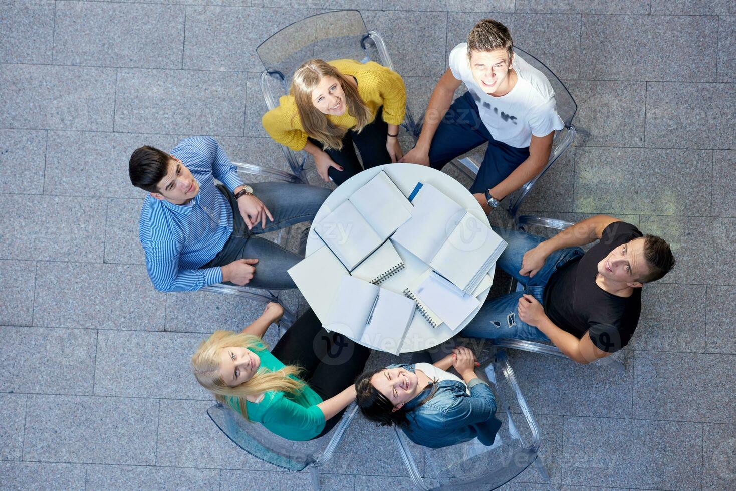 group of students  top view photo