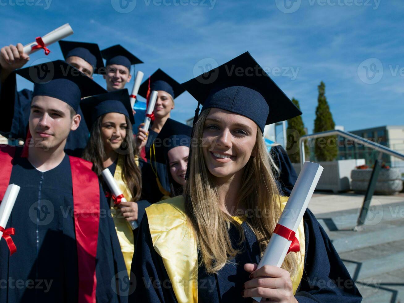 young graduates students group photo