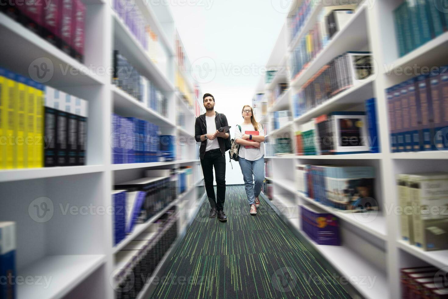 students group  in school  library photo