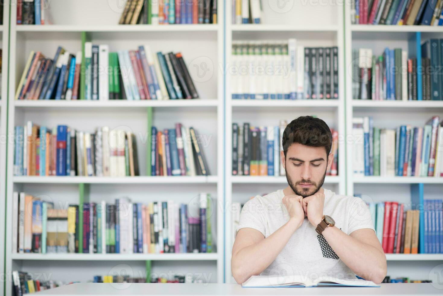 student study  in school library photo