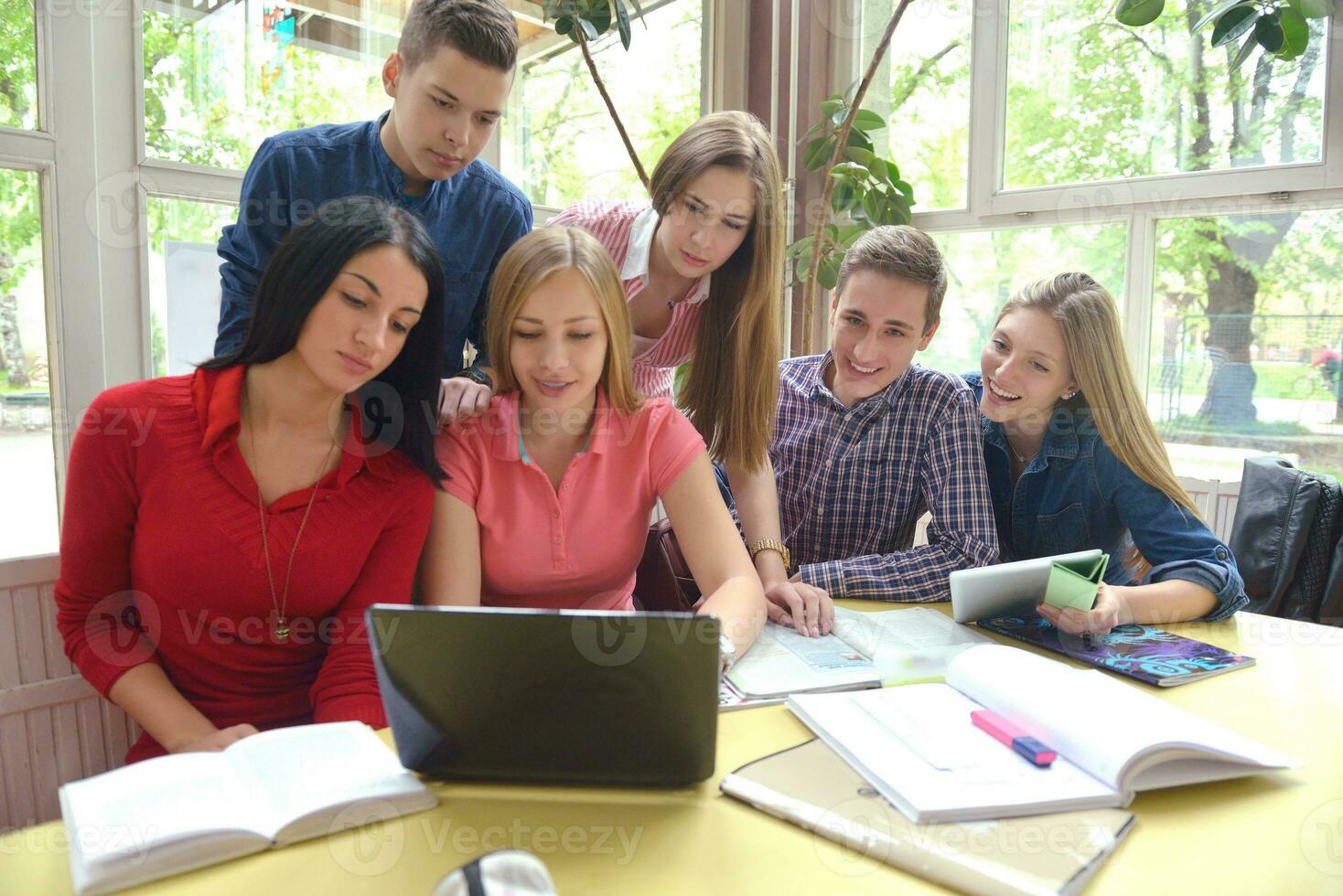 happy teens group in school photo