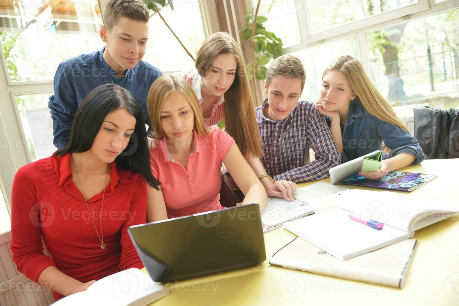 happy teens group in school photo