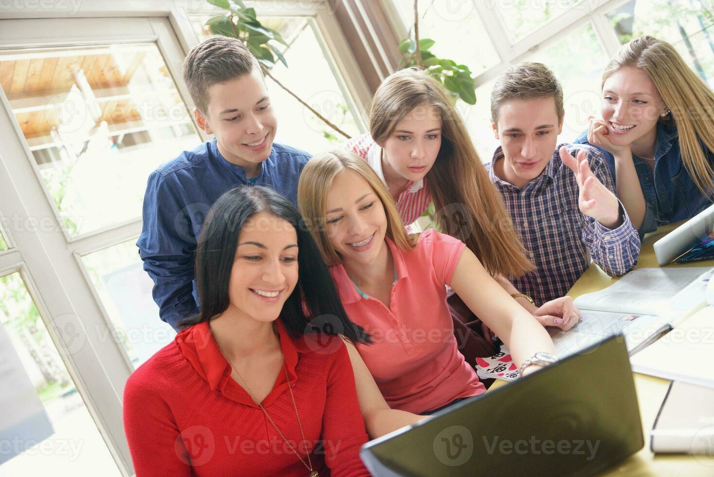 happy teens group in school photo