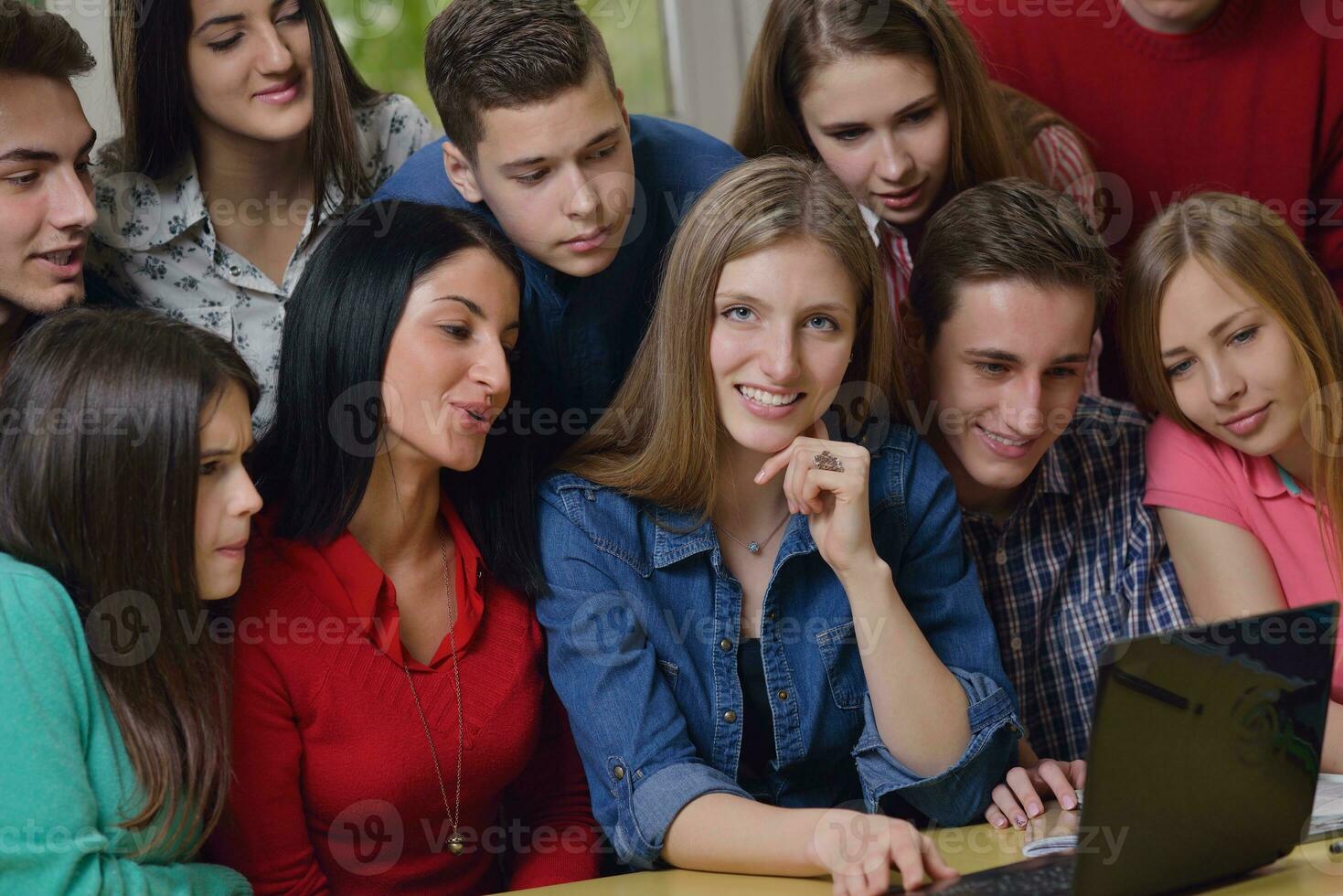 happy teens group in school photo