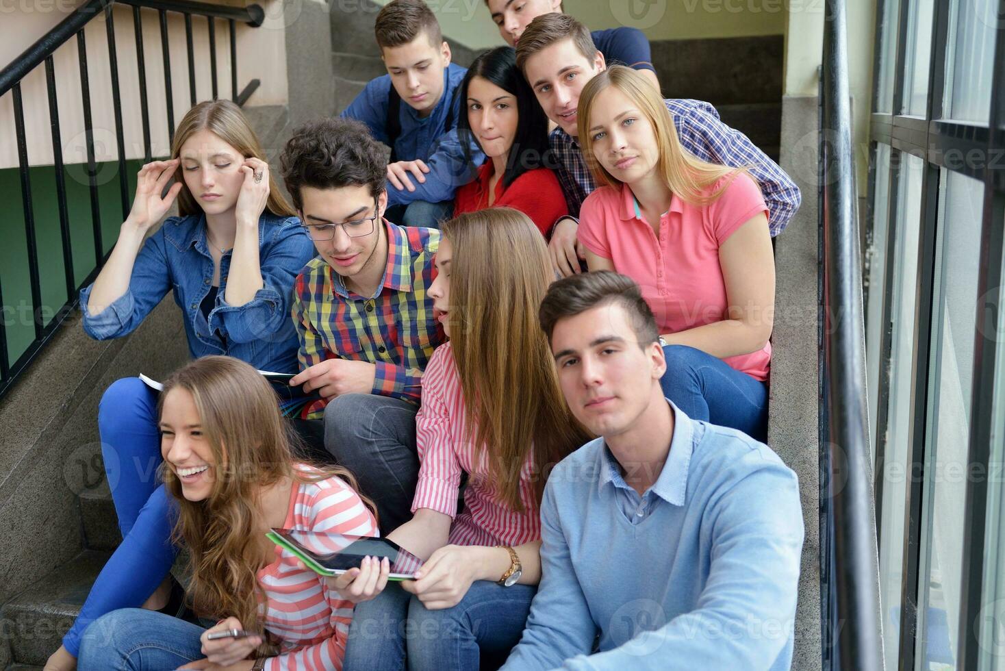 happy teens group in school photo