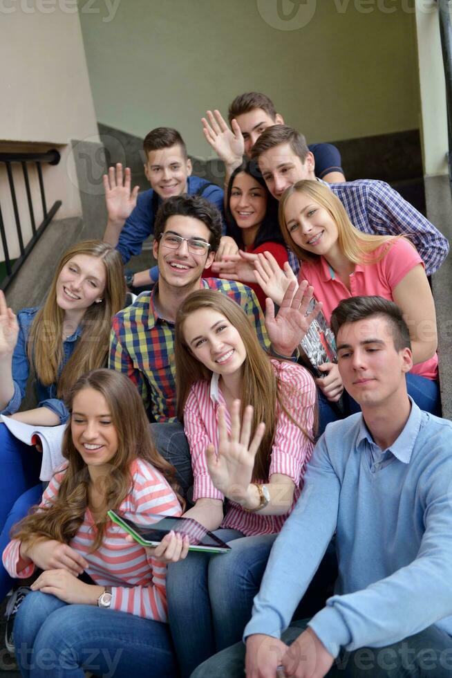 happy teens group in school photo