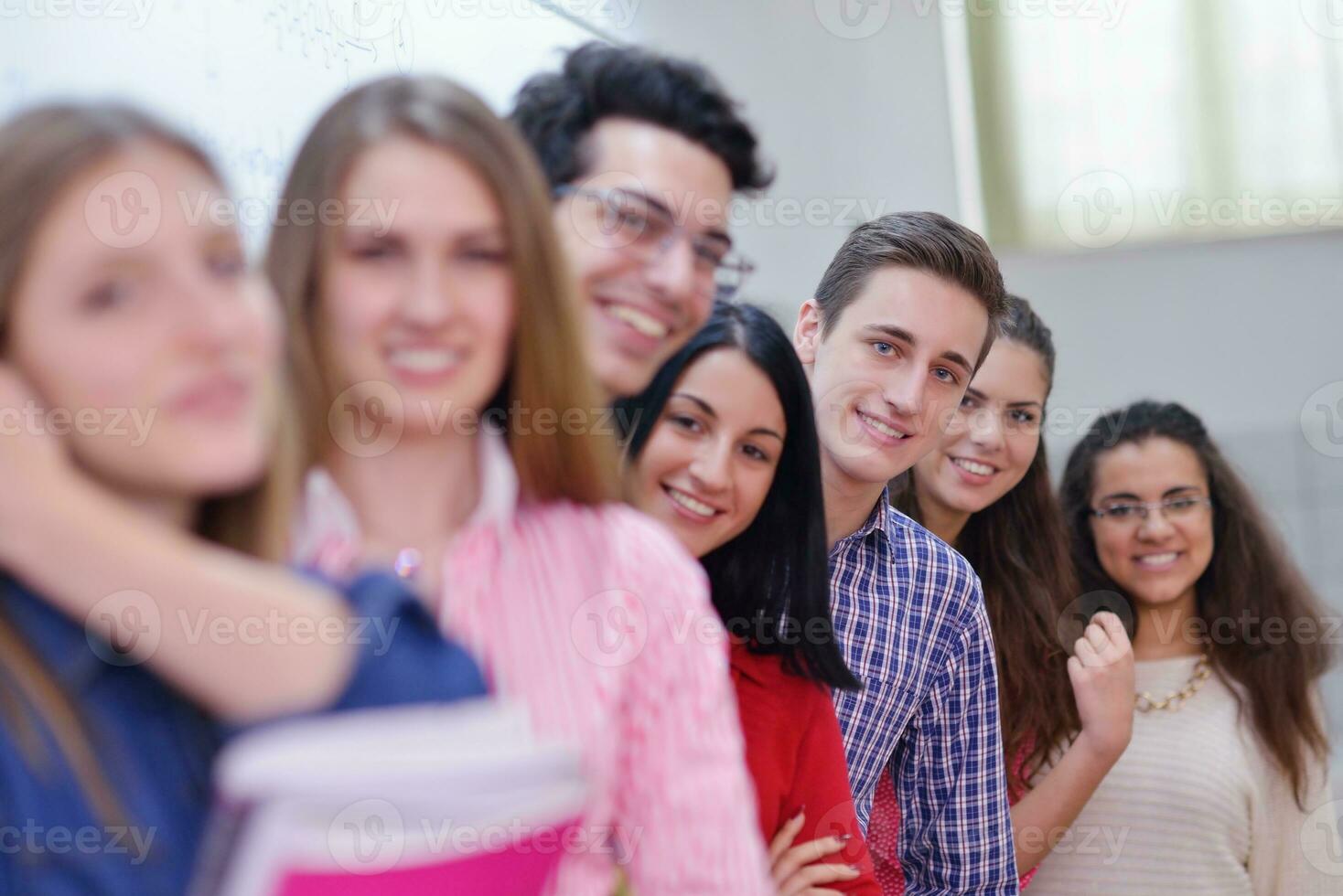 happy teens group in school photo