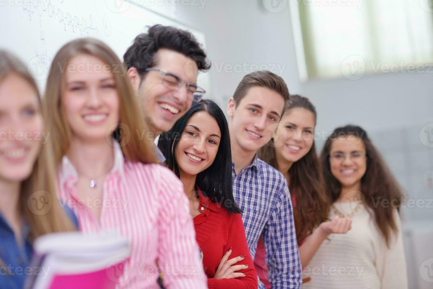 happy teens group in school photo