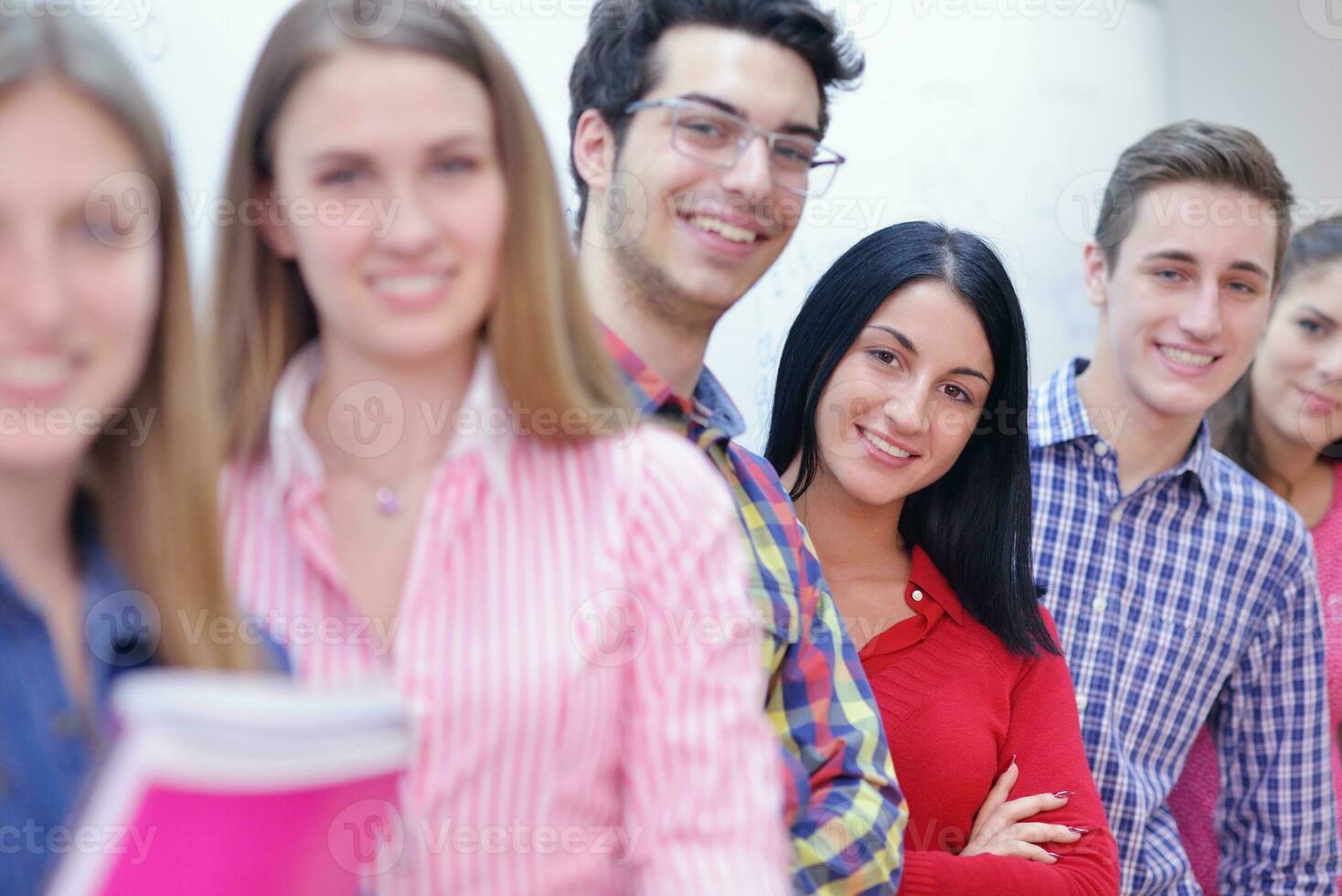 happy teens group in school photo