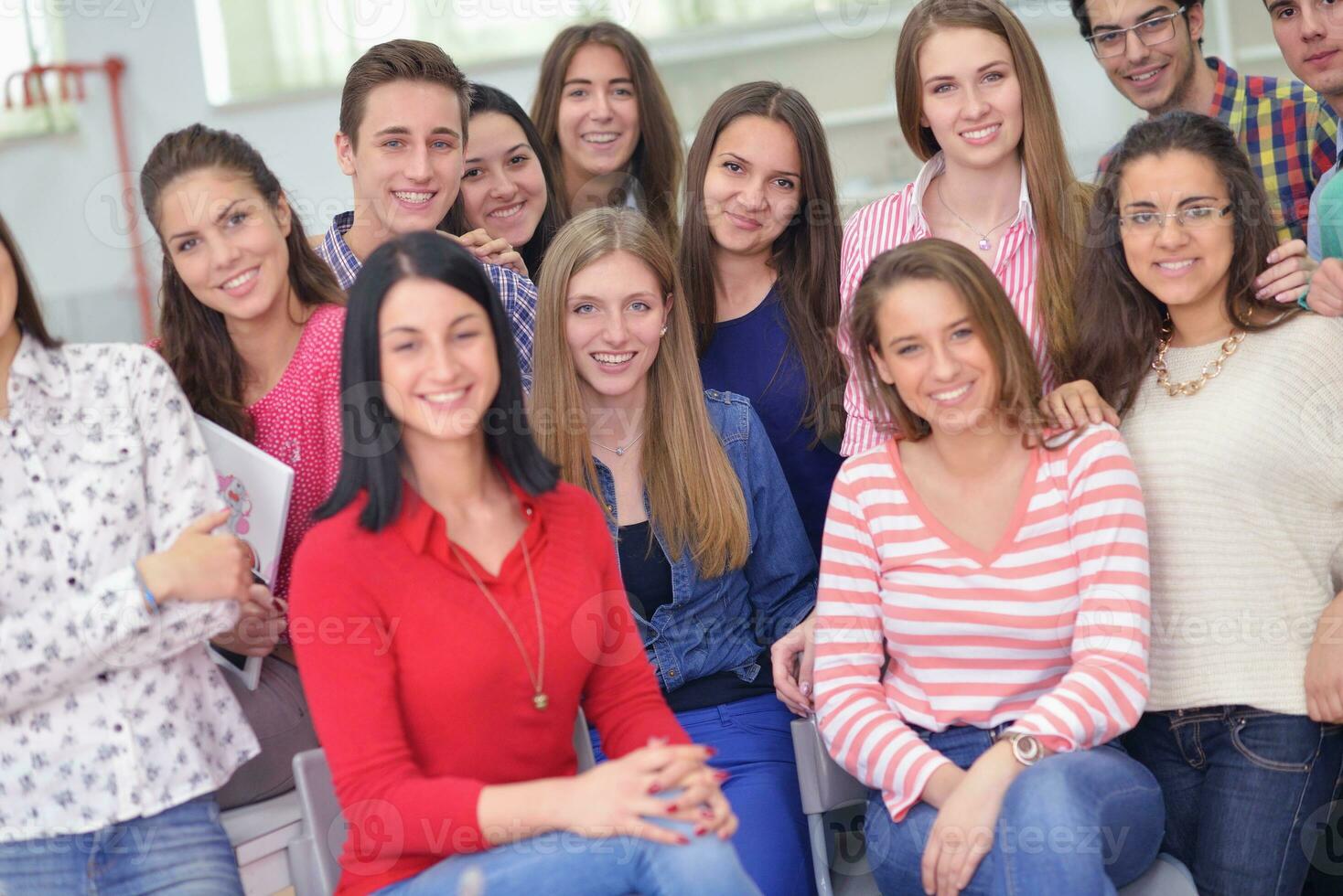 happy teens group in school photo