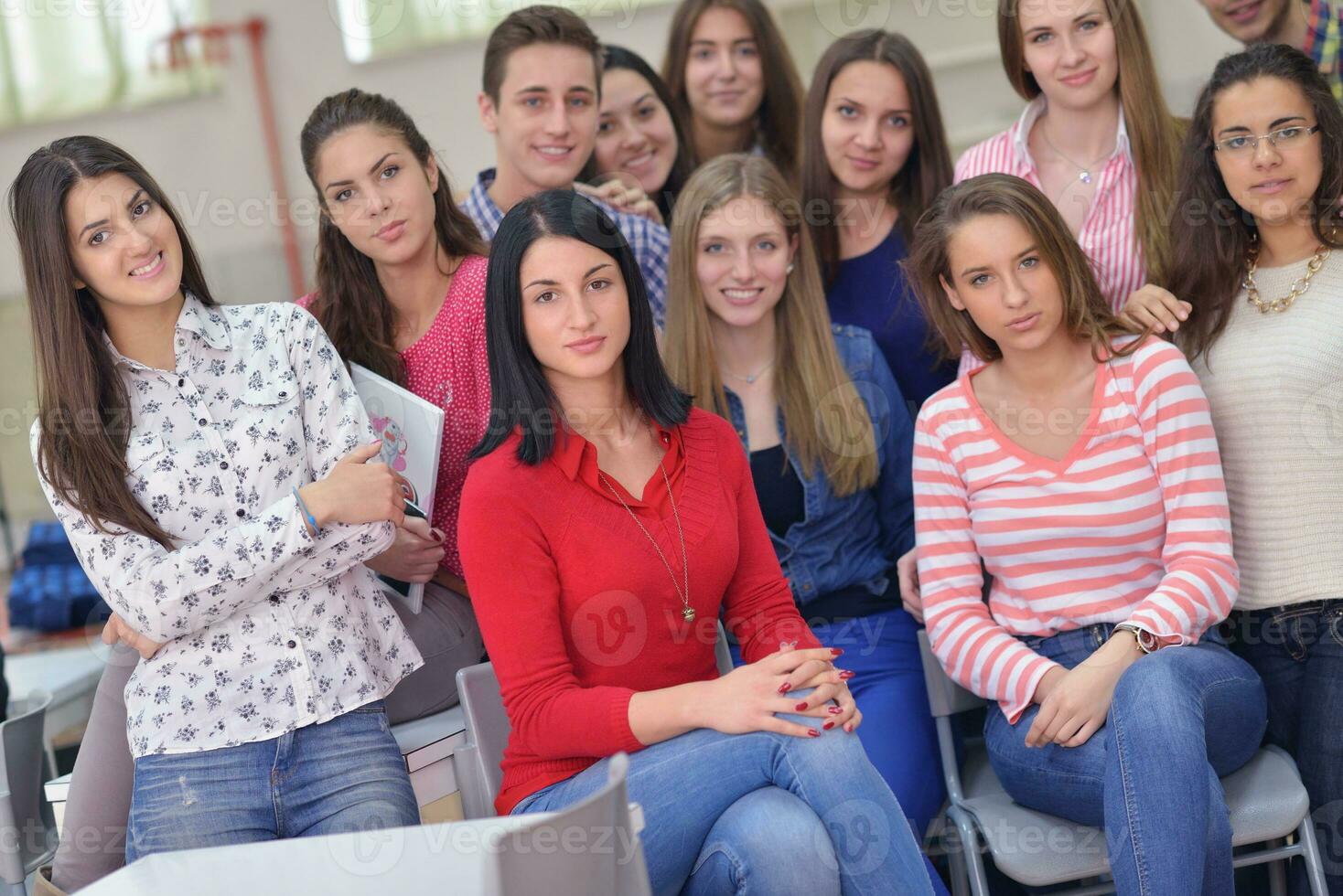 happy teens group in school photo