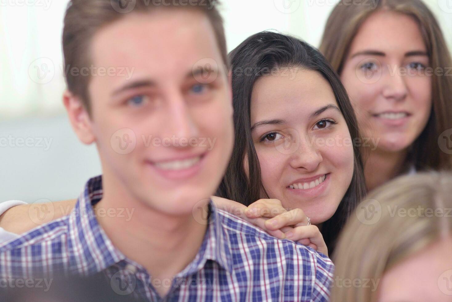 happy teens group in school photo