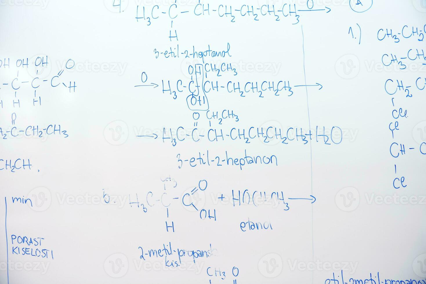 chemical molecule structure on white boar photo