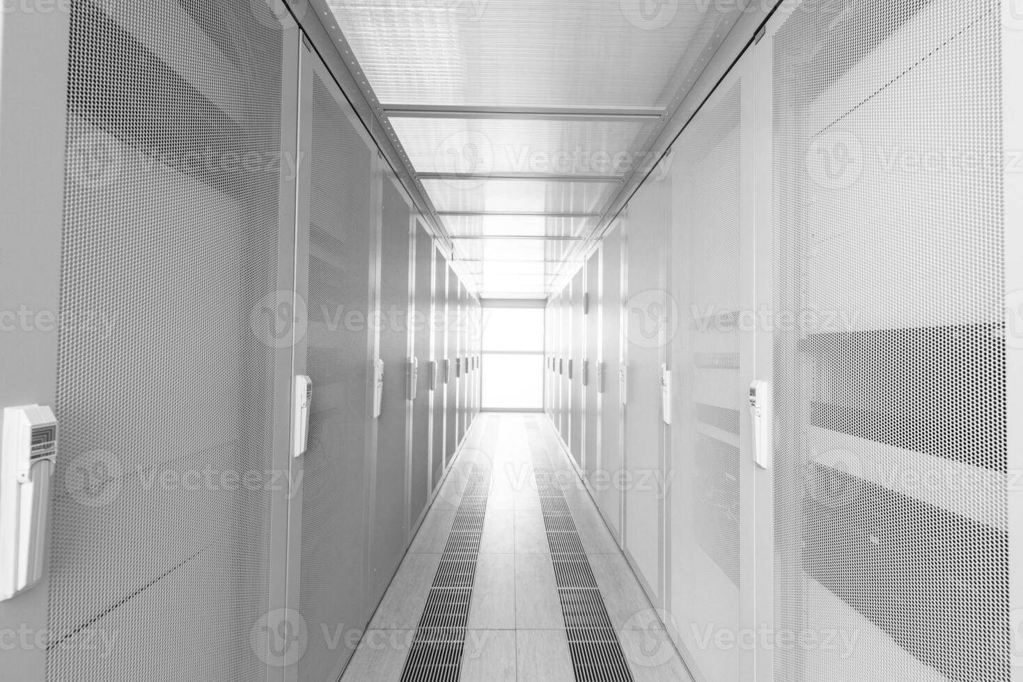 modern server room with white servers photo