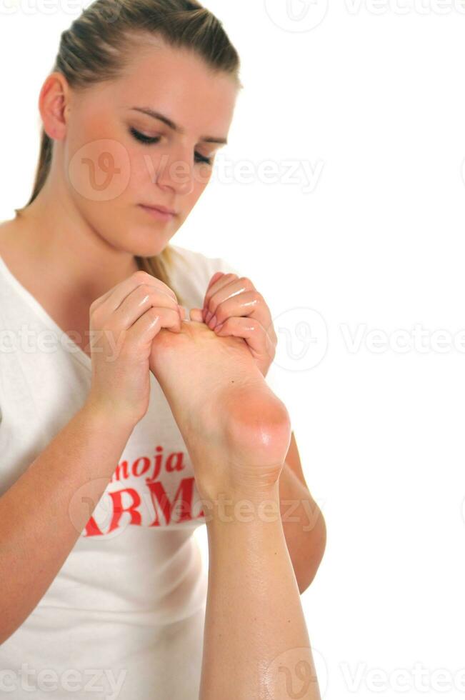 foot and leg massage at the spa and wellness center photo