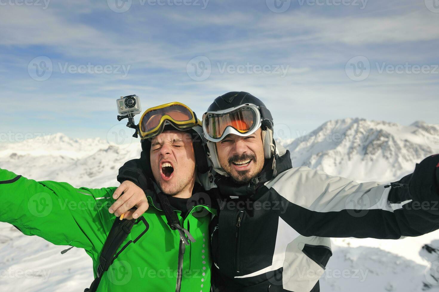 people group on snow at winter season photo