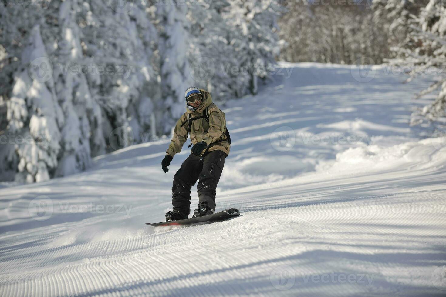 freestyle snowboarder jump and ride photo