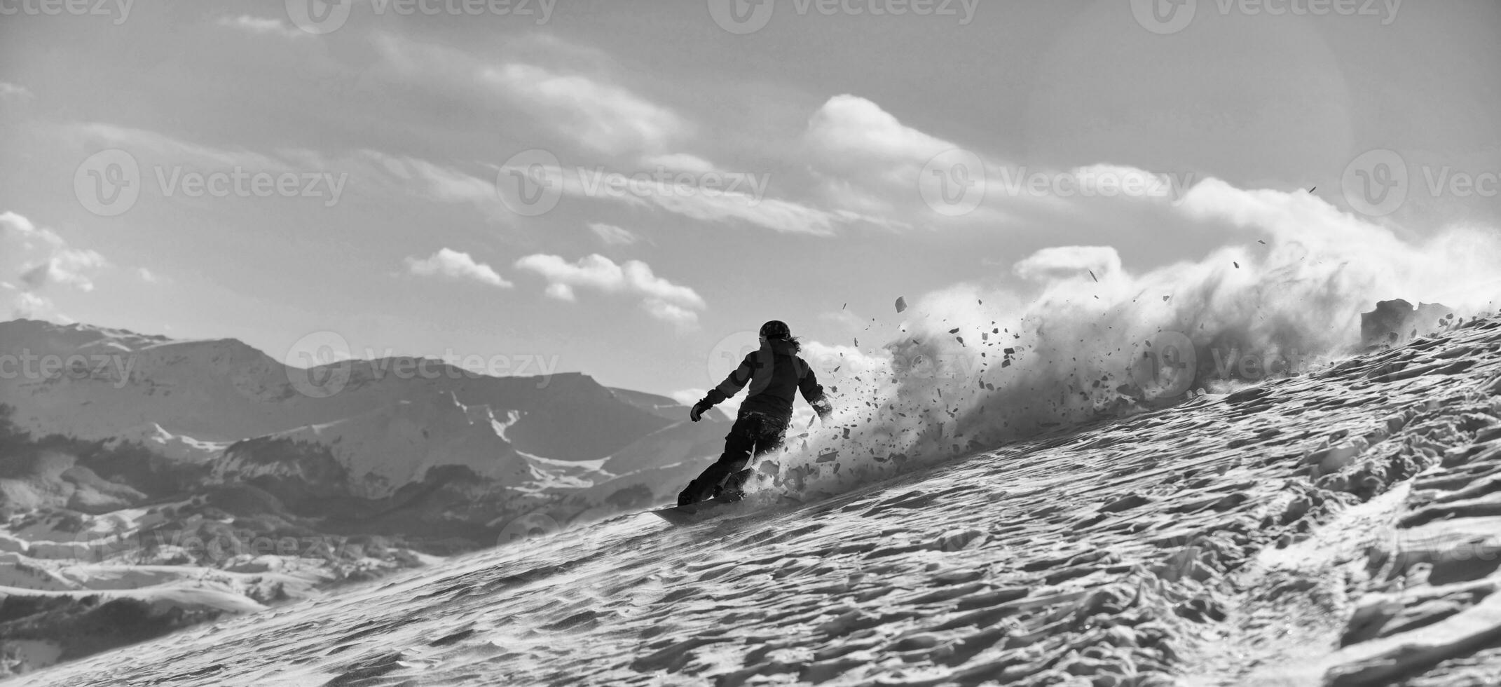 freestyle snowboarder jump and ride photo