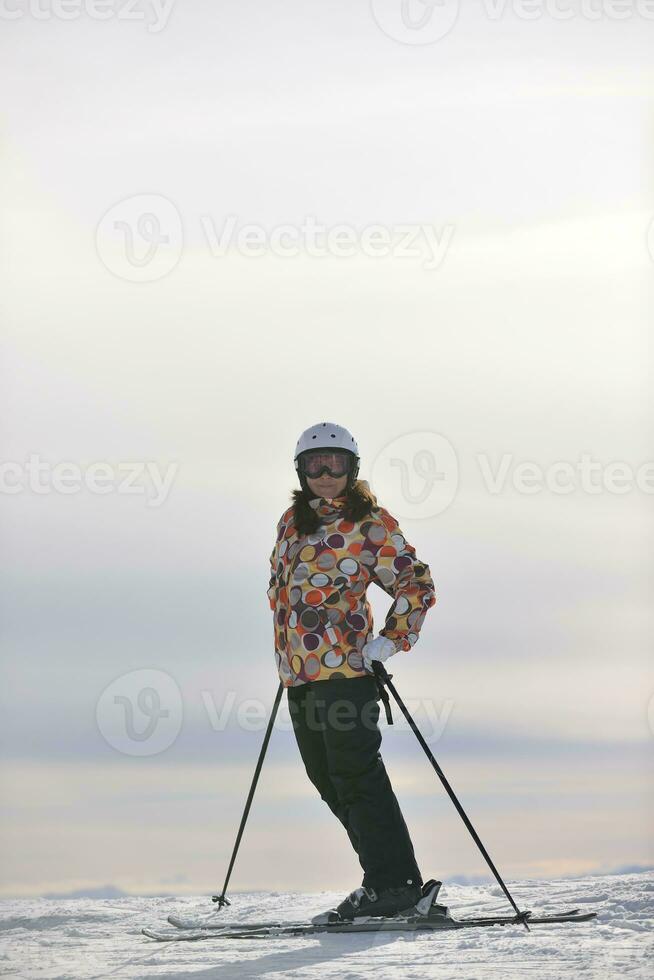 happy woman on sunny winter day photo