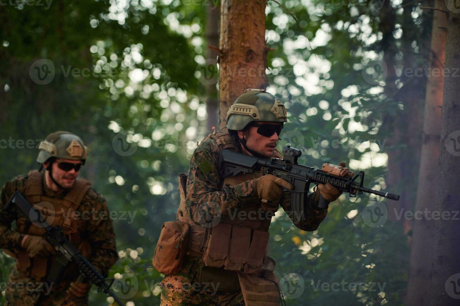 Modern warfare Soldiers  Squad  in battle photo