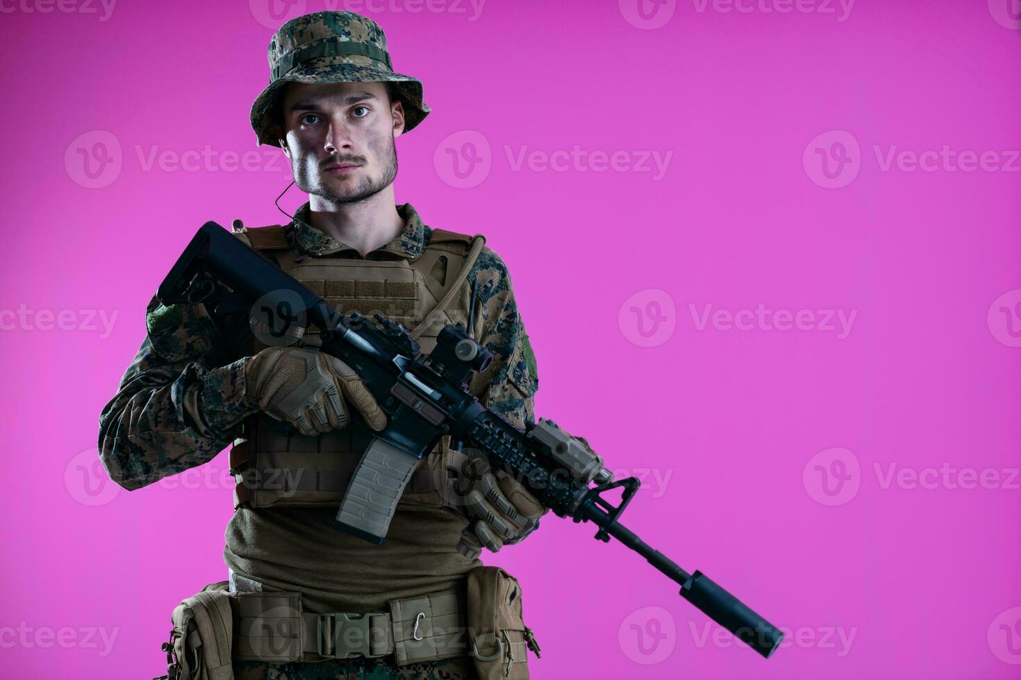 modern warfare soldier pink backgorund photo