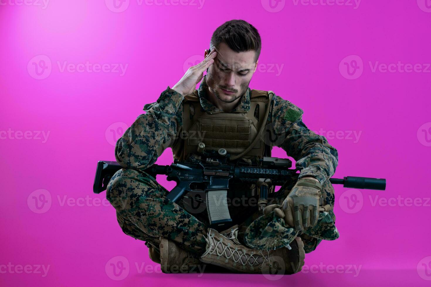 soldier with problems photo