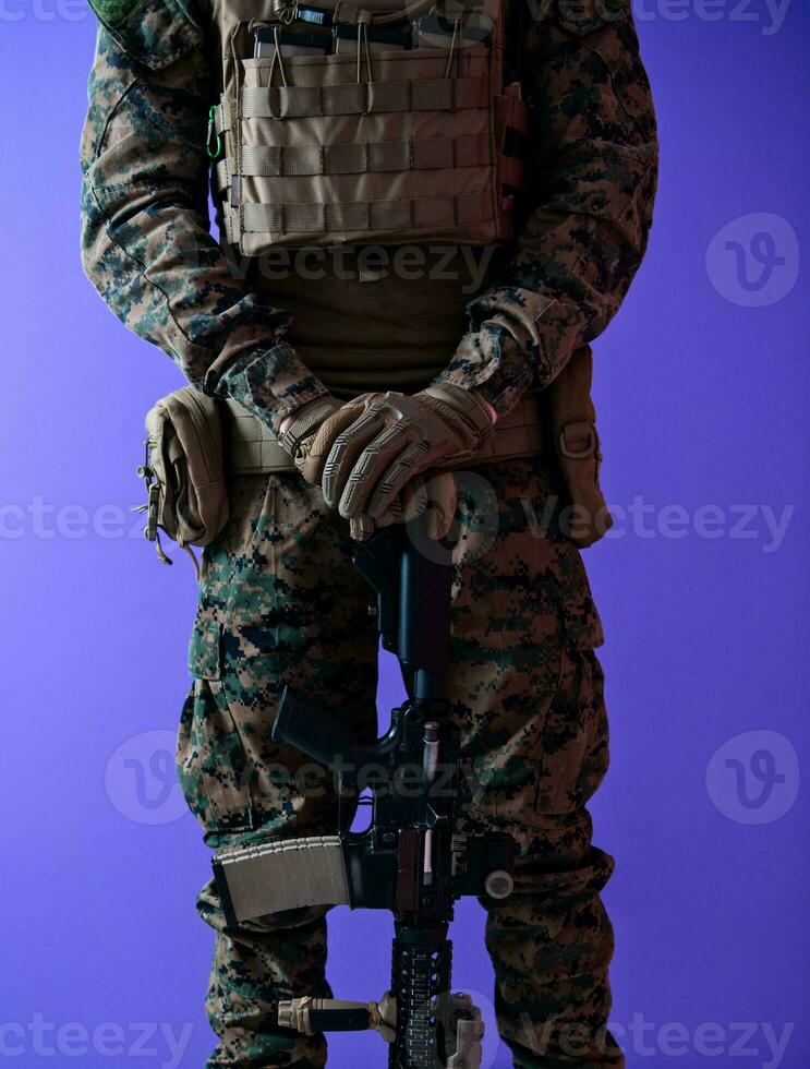 modern warfare soldier purple backgorund photo