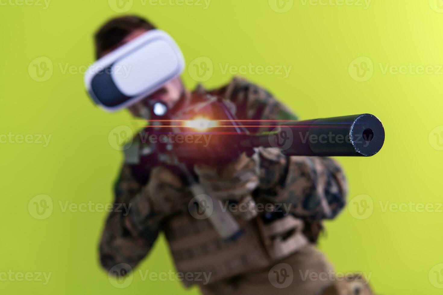 soldier virtual reality green background photo