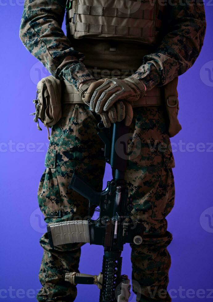 modern warfare soldier purple backgorund photo