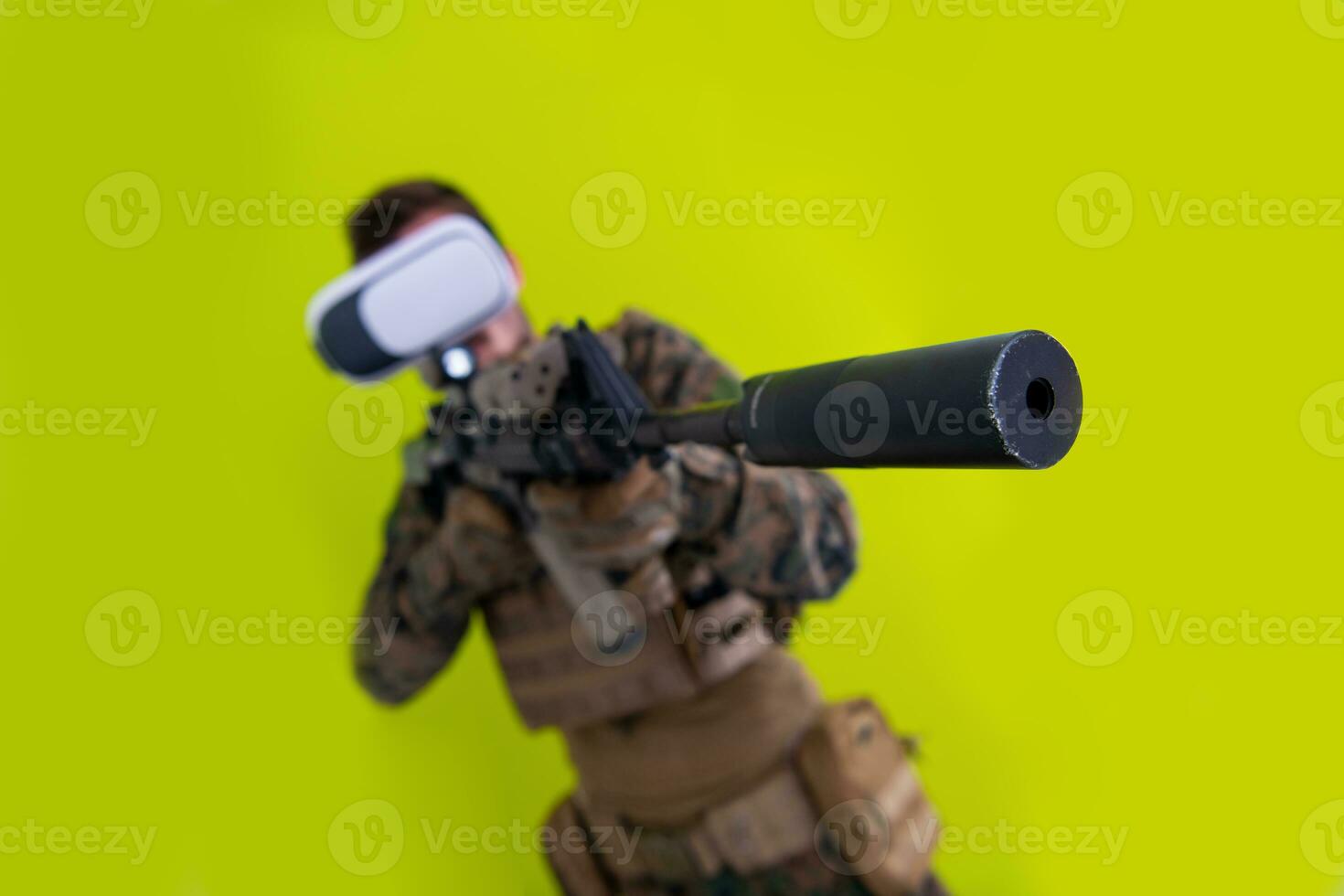 soldier virtual reality green background photo