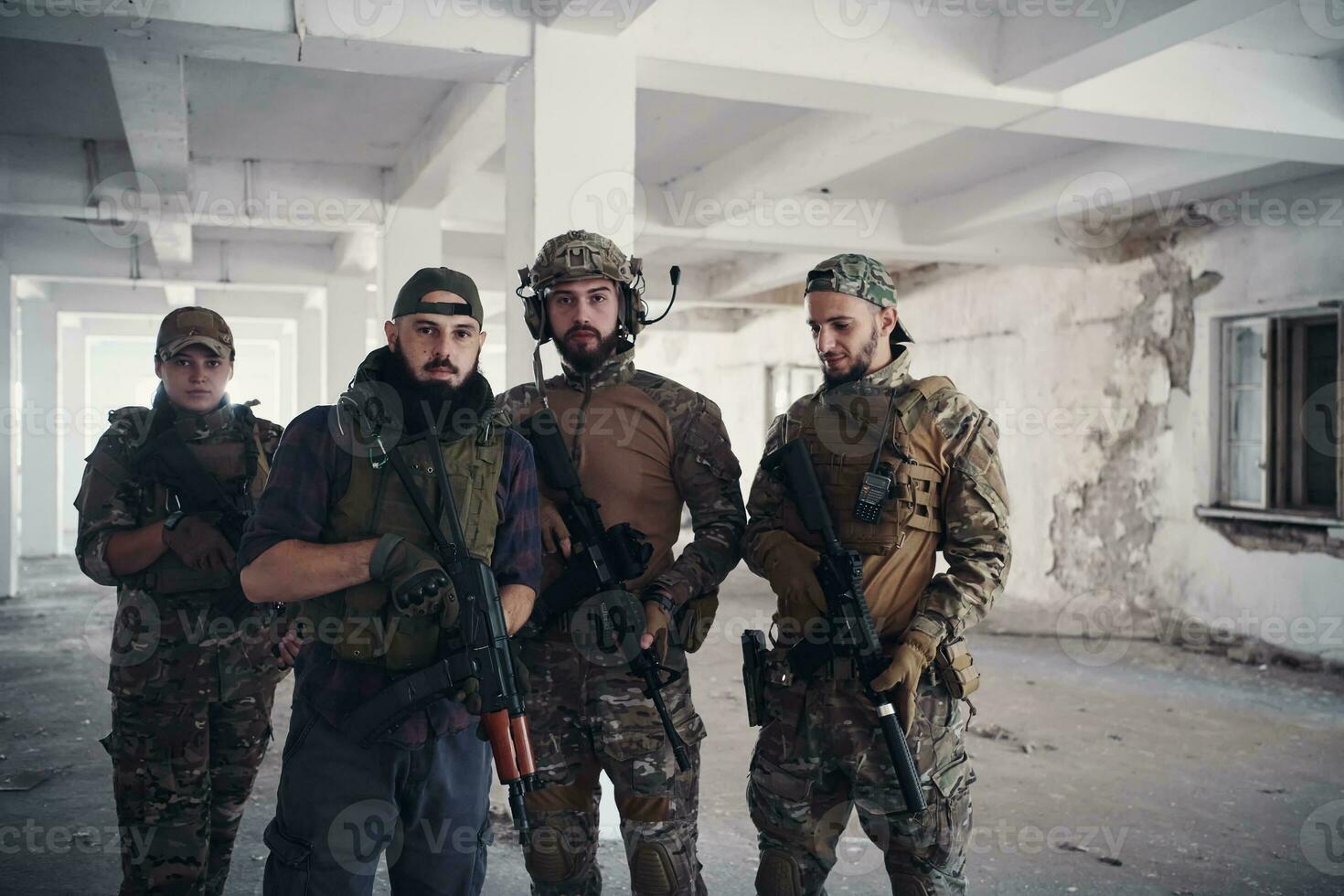 soldier squad team portrait in urban environment photo