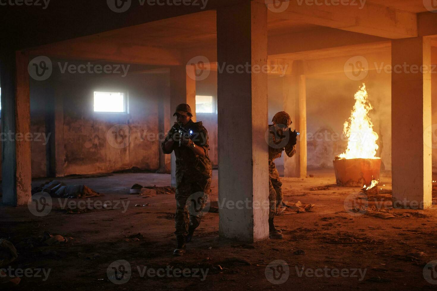 military troops in action urban environment photo