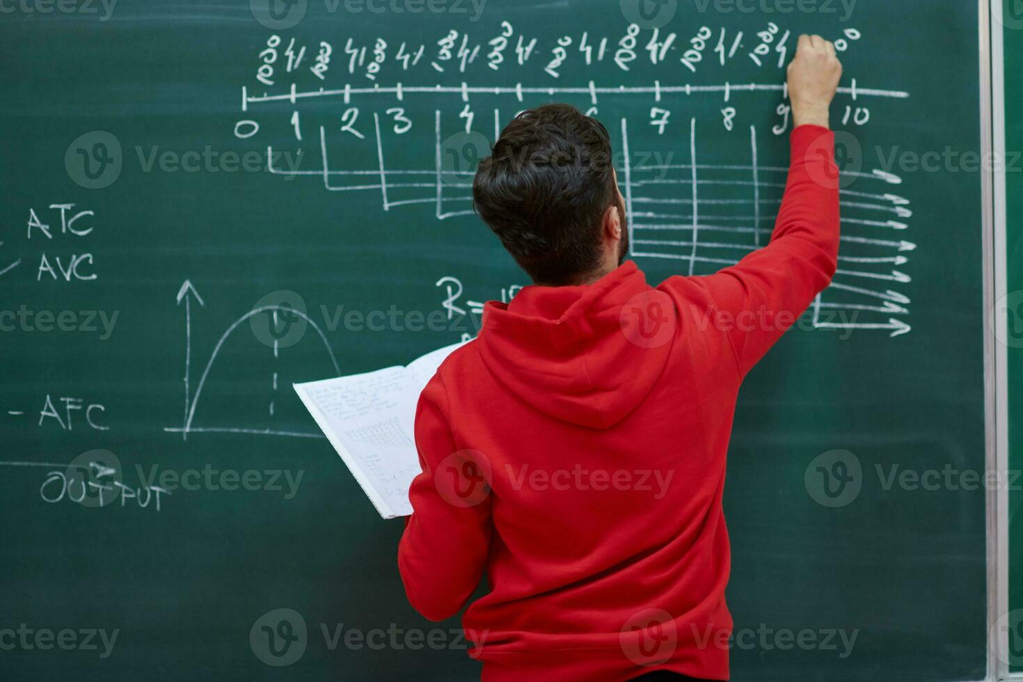 the student does the task on the board photo