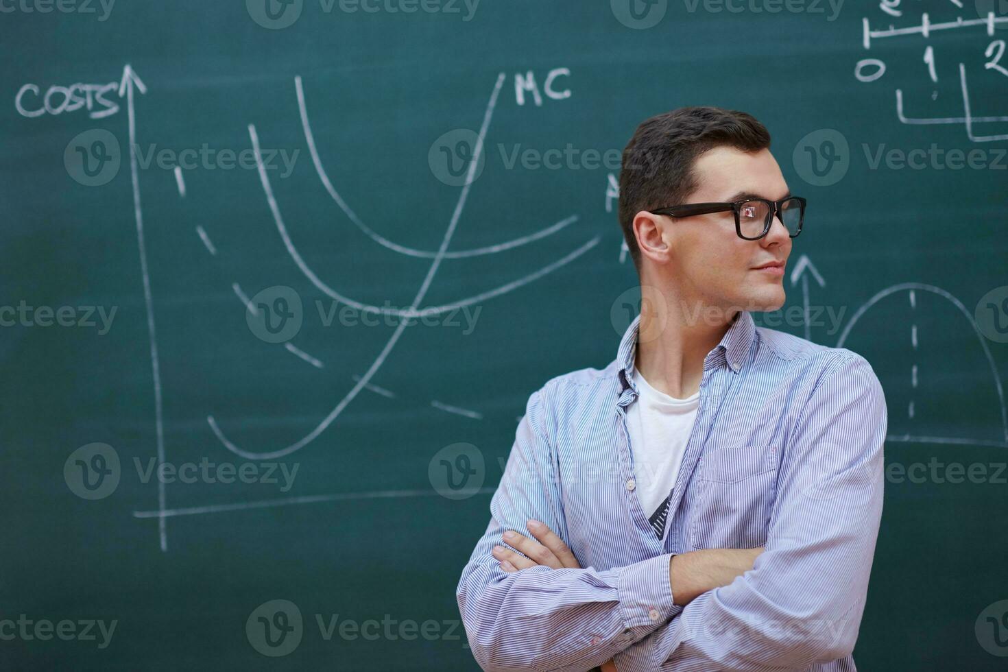 the student does the task on the board photo