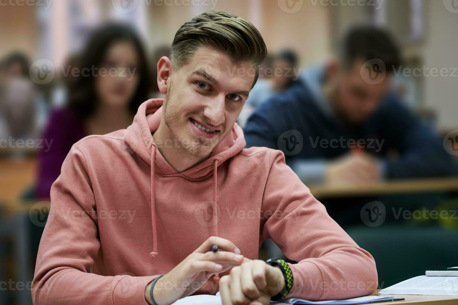 the student uses a smartwatch in math class photo