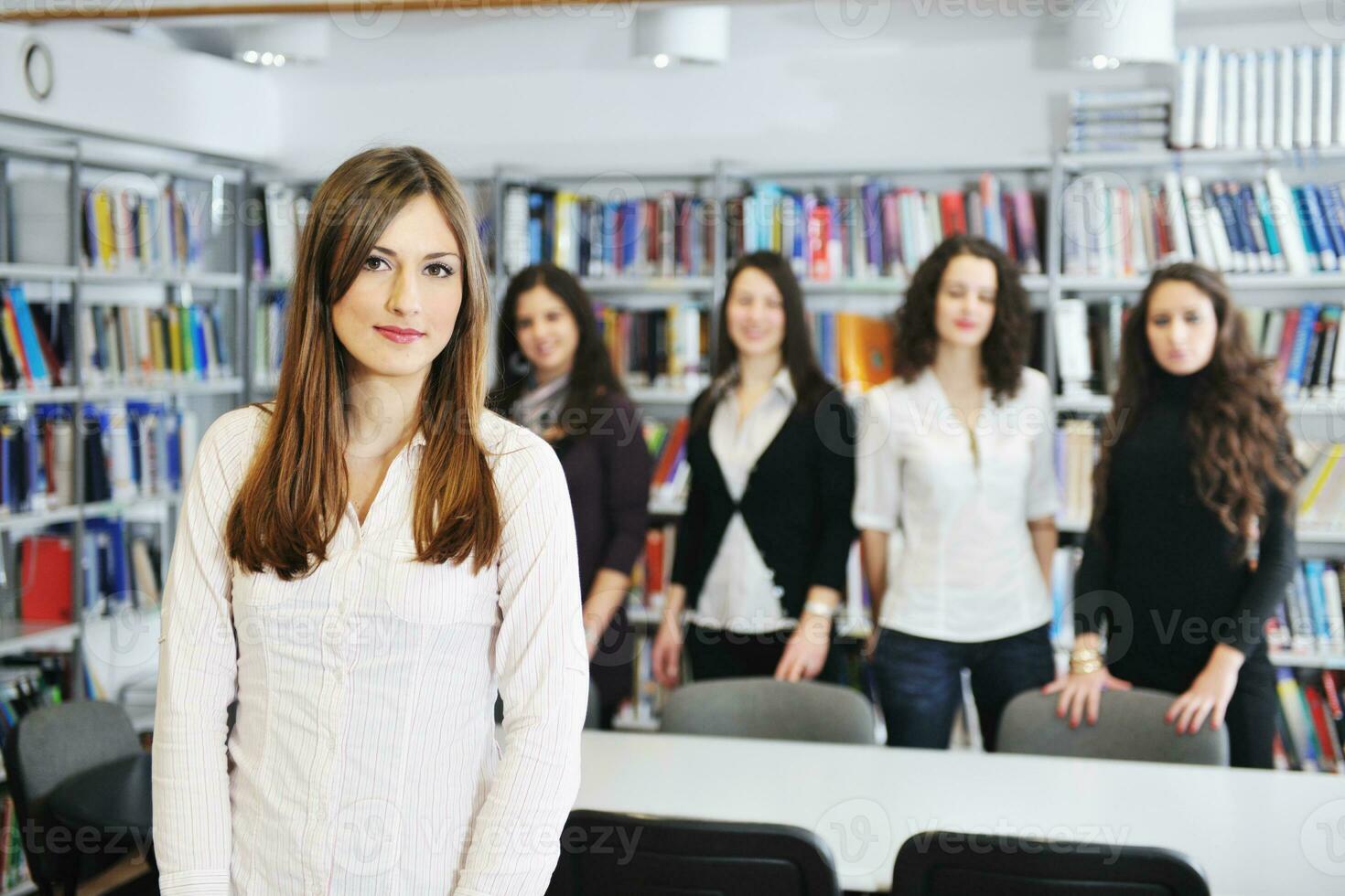 student in  library photo