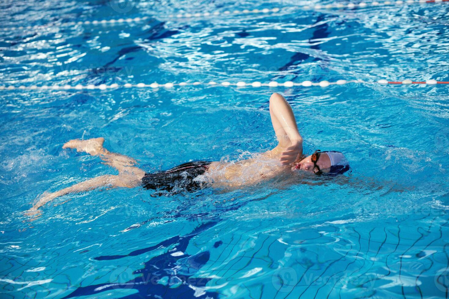 happy children group  at swimming pool photo