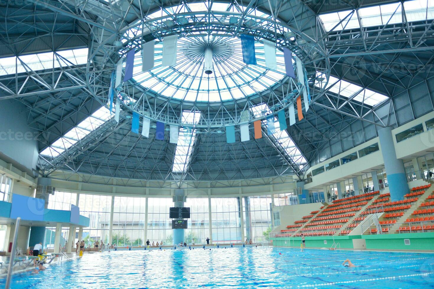 children group  at swimming pool photo