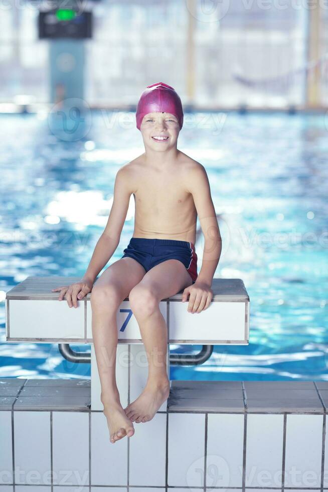 happy child on swimming pool photo