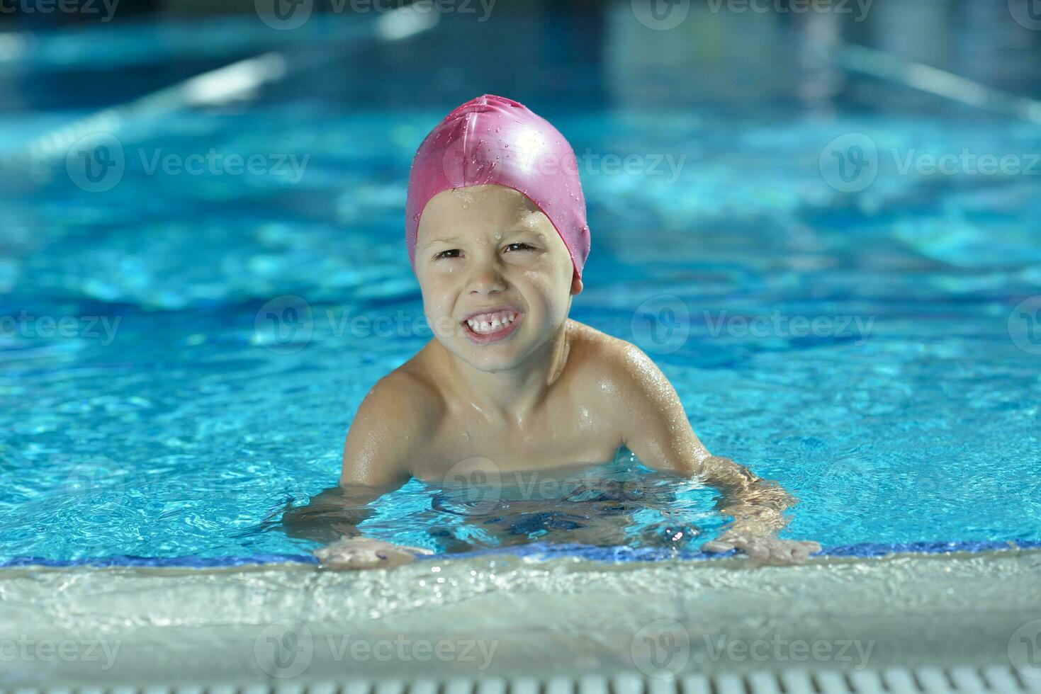 happy child on swimming pool photo