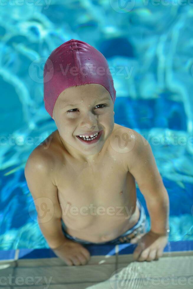 happy child on swimming pool photo