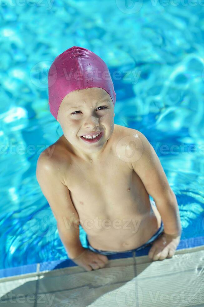 happy child on swimming pool photo