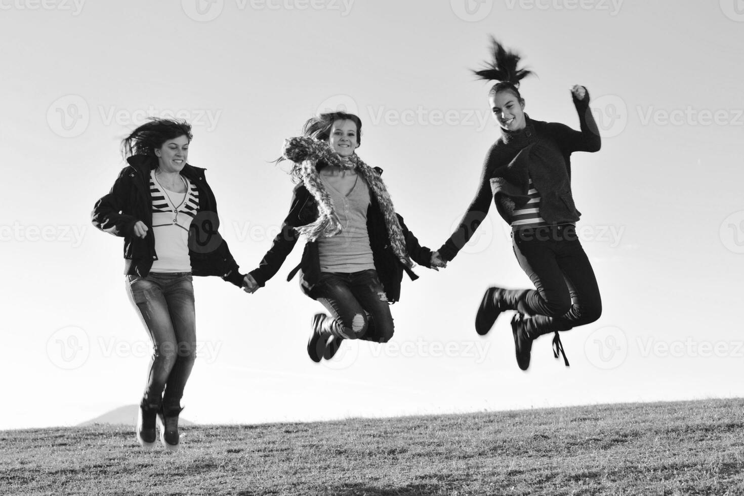 group of teens have fun outdoor photo