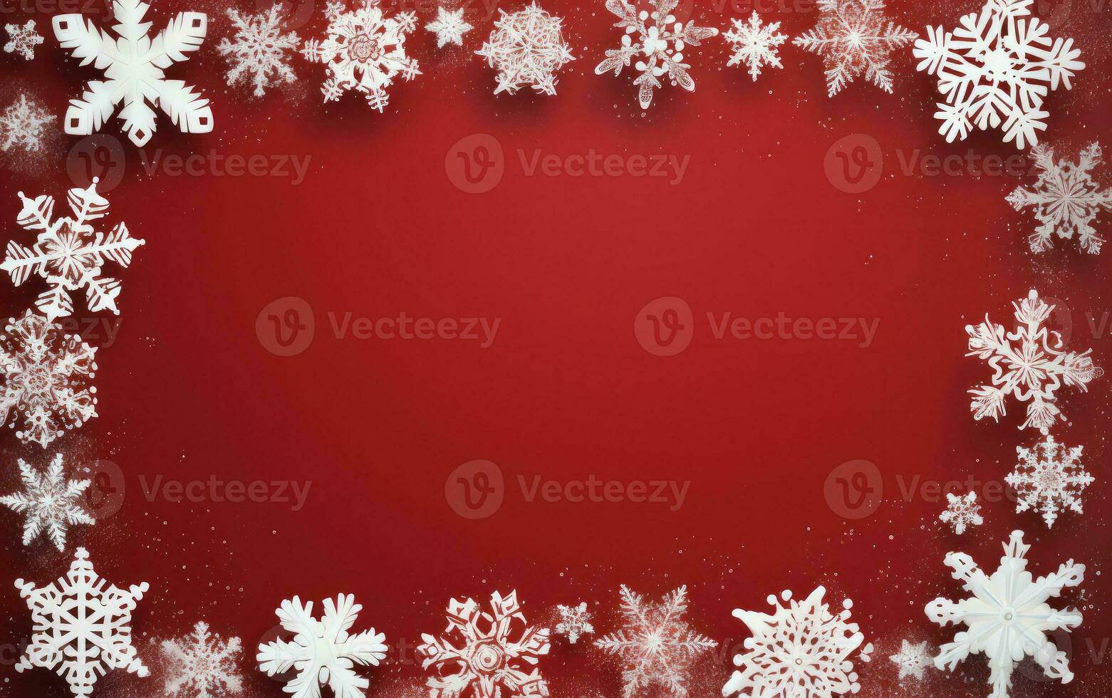 Red Christmas background. Merry Christmas snowflake background with space for your wishes. Modern holiday illustration photo