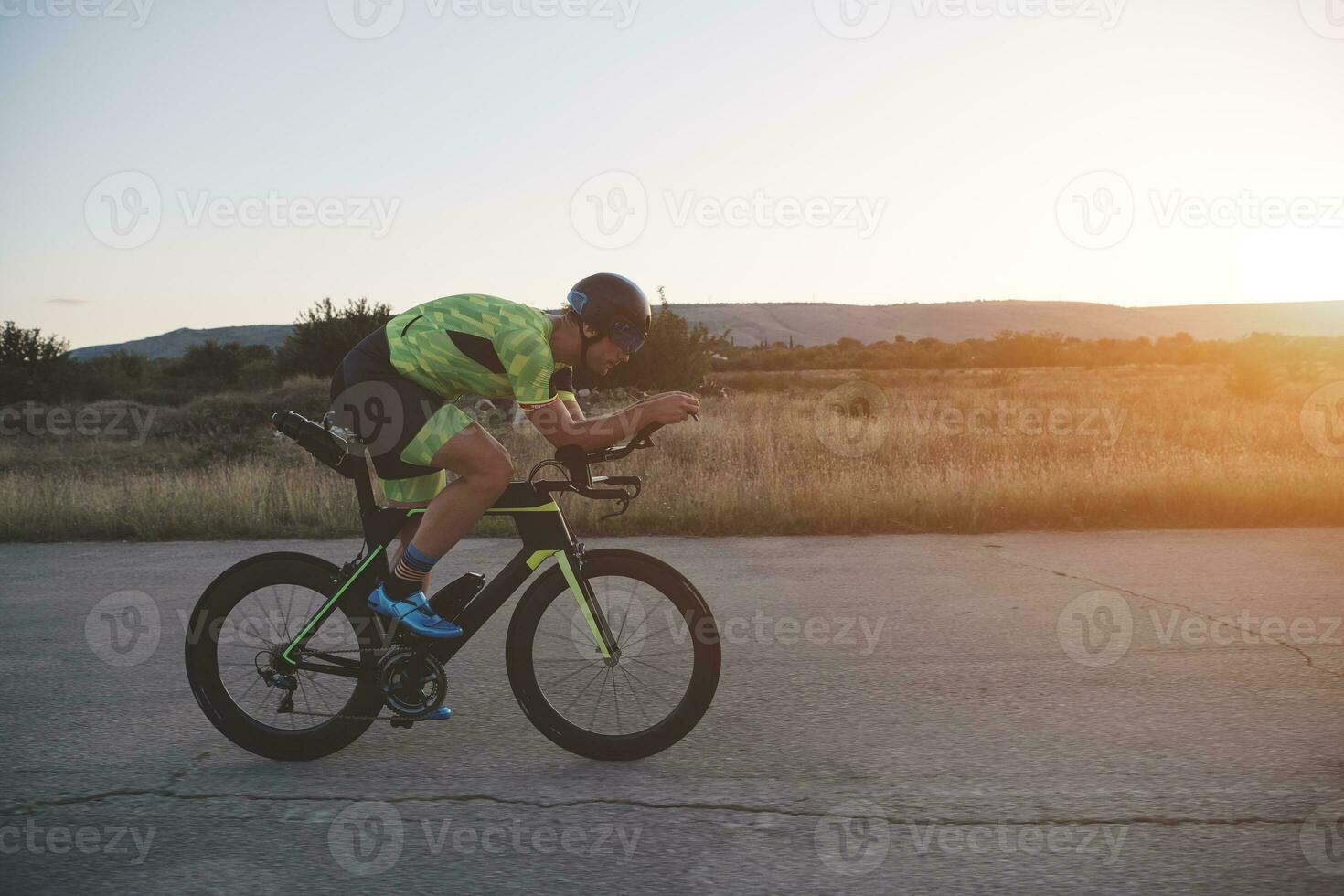 triathlon athlete riding a  bike photo