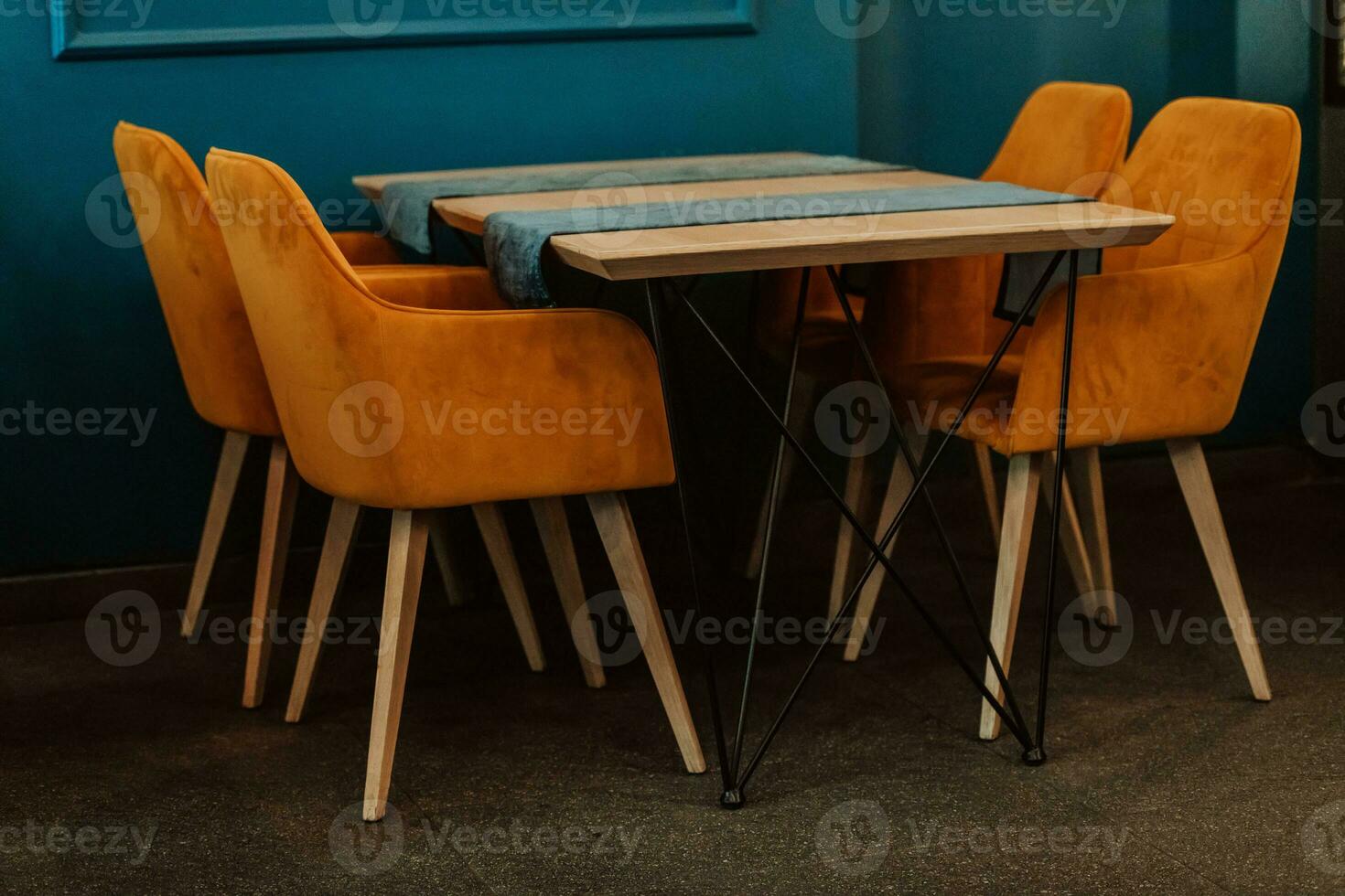 Modern furniture with a matte wall in the background. Selective focus photo