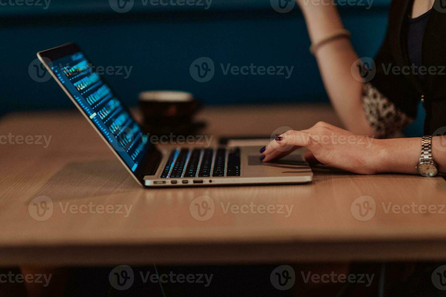 Businesswomen are stressed while working on laptop, Tired businesswoman with headache in coffee shop , feeling sick at work. Selective focus photo