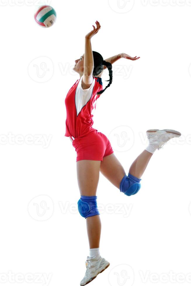 niña jugando voleibol foto