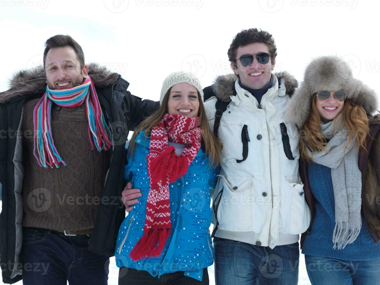 group of friends have fun and relaxing on winter vacation photo