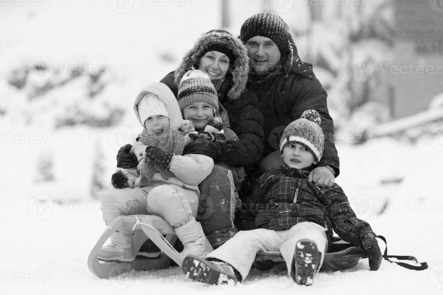 retrato de familia en vacaciones de invierno foto